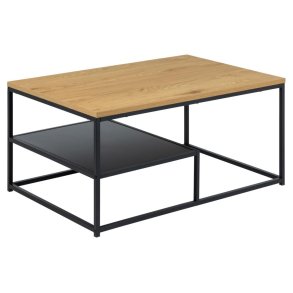 ACT NORDIC Gila sofabord, m. 1 hylde - natur vild eg/sort melamin og sort stl (90x60)