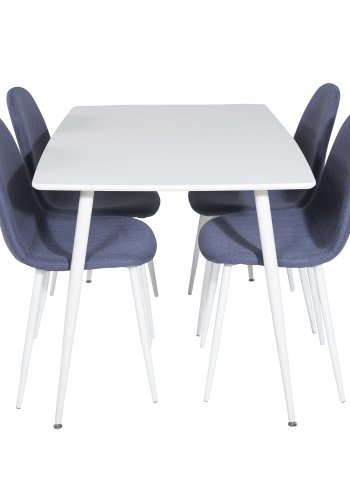 VENTURE DESIGN Polar spisebordsstol - bl polyester og hvid metal
