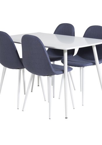 VENTURE DESIGN Polar spisebordsstol - bl polyester og hvid metal