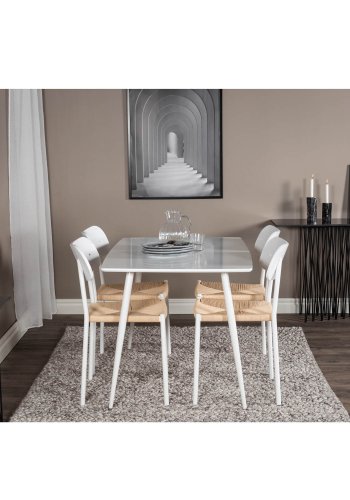 VENTURE DESIGN Polar spisebord - hvid MDF og hvid metal (180x90)