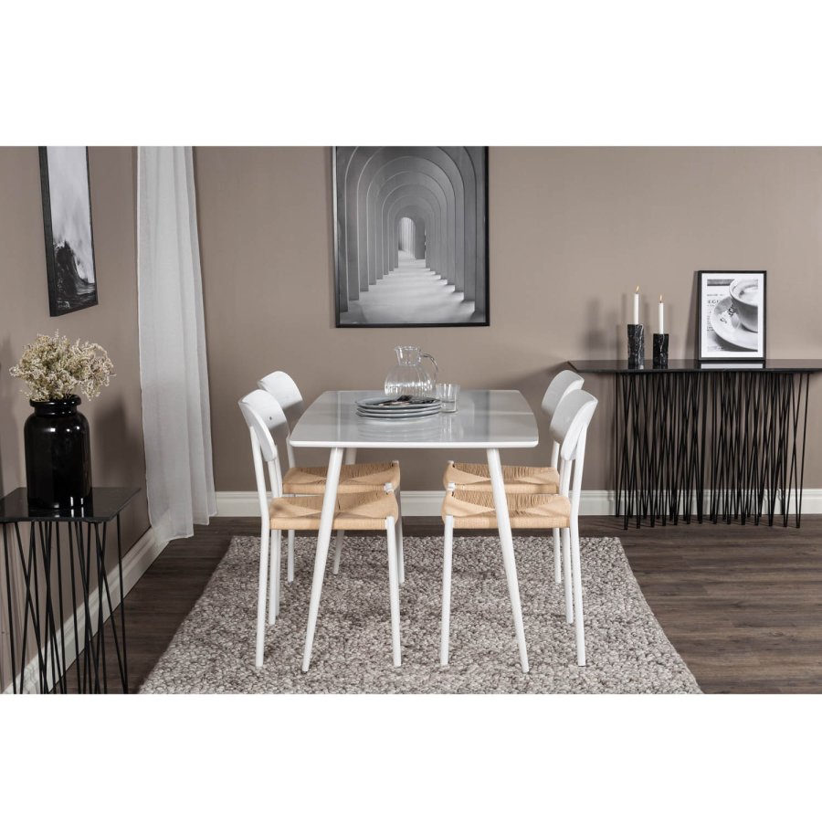 VENTURE DESIGN Polar spisebord - hvid MDF og hvid metal (180x90)