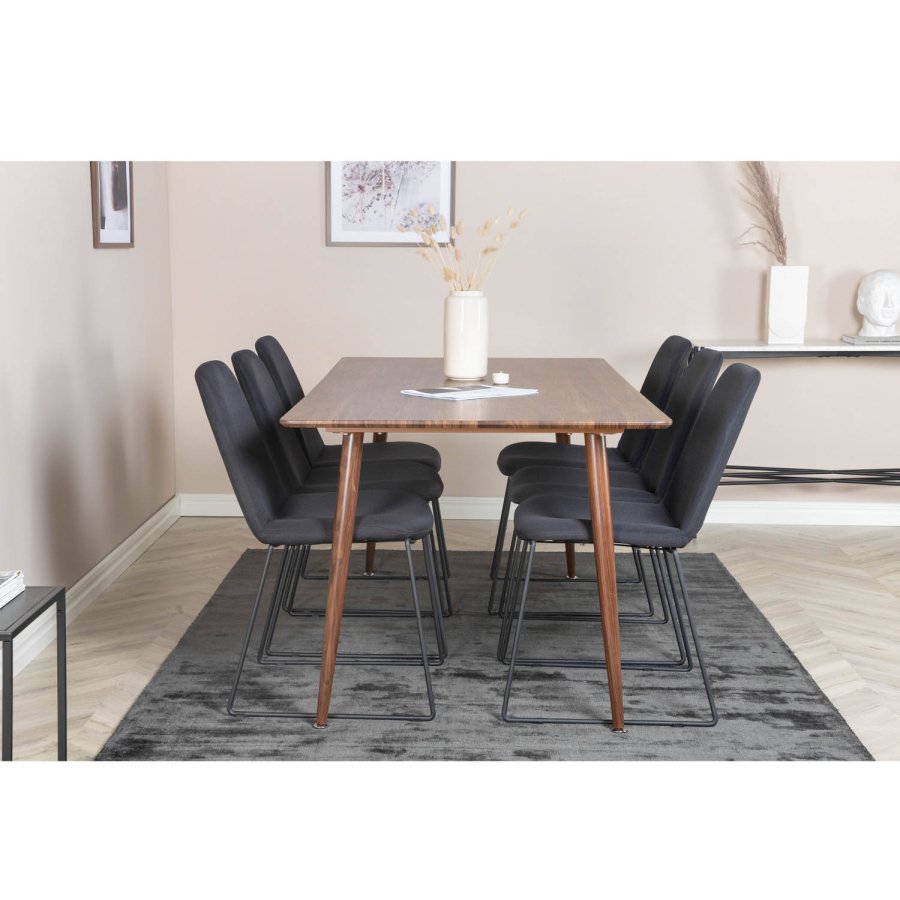 VENTURE DESIGN Muce spisebordsstol - sort polyester og sort metal