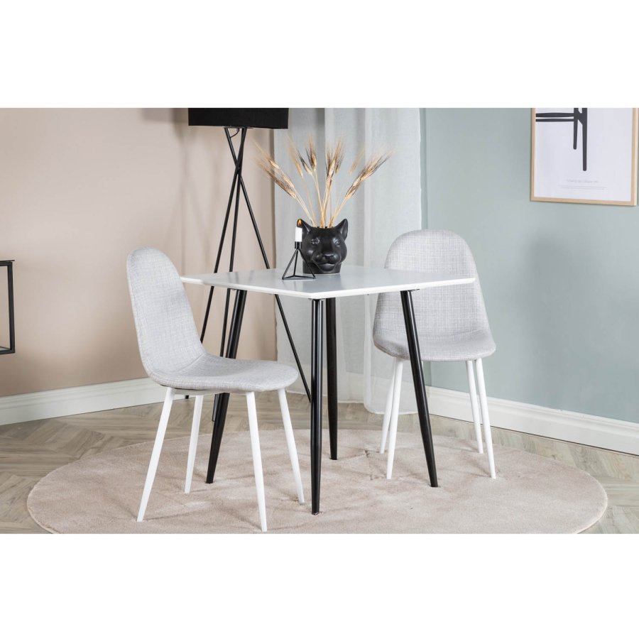 VENTURE DESIGN Polar spisebordsstol - lysegr polyester og hvid  metal