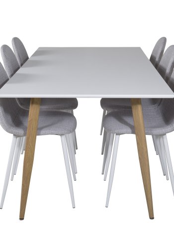 VENTURE DESIGN Polar spisebordsstol - lysegr polyester og hvid  metal