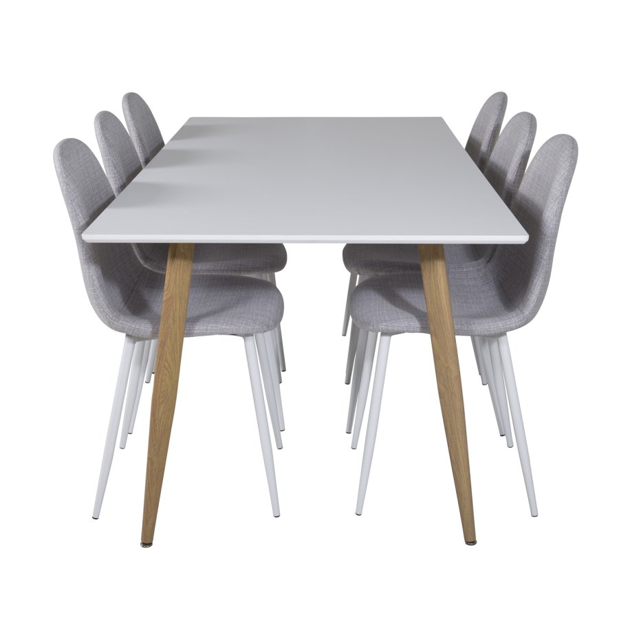 VENTURE DESIGN Polar spisebordsstol - lysegr polyester og hvid  metal