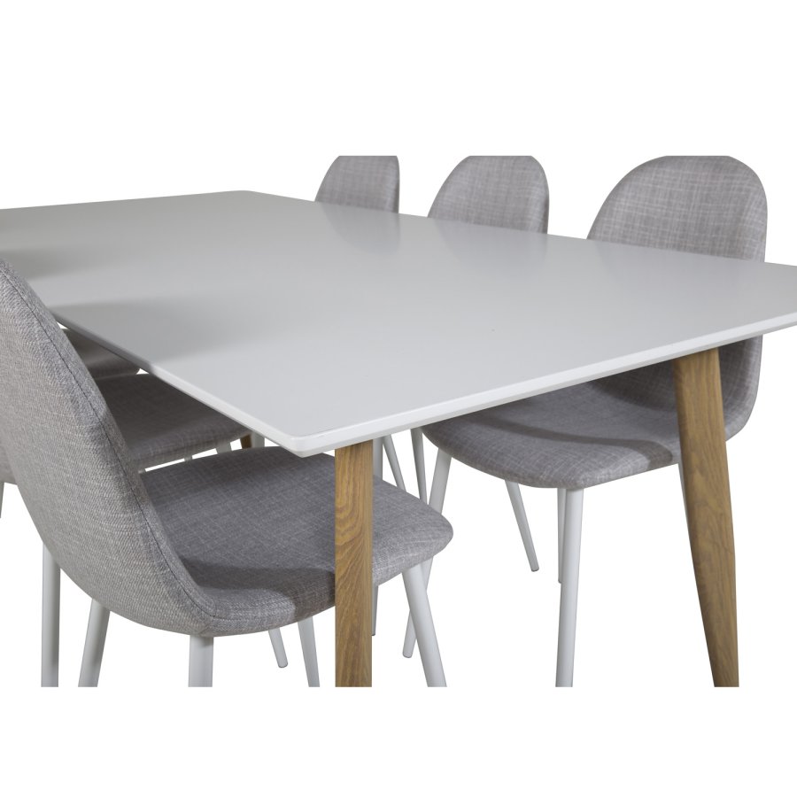VENTURE DESIGN Polar spisebordsstol - lysegr polyester og hvid  metal