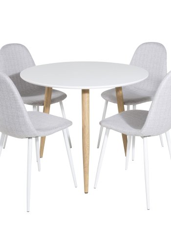 VENTURE DESIGN Polar spisebordsstol - lysegr polyester og hvid  metal