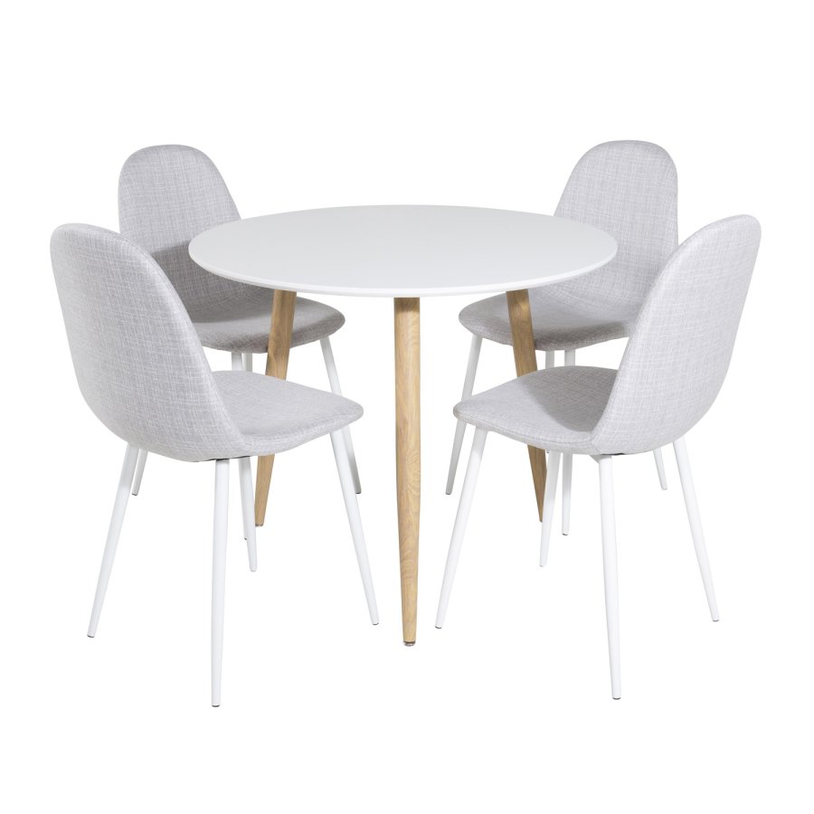 VENTURE DESIGN Polar spisebordsstol - lysegr polyester og hvid  metal