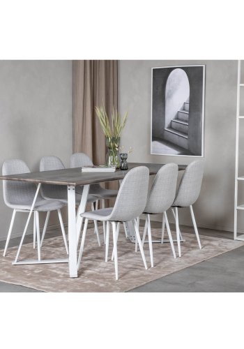 VENTURE DESIGN Polar spisebordsstol - lysegr polyester og hvid  metal