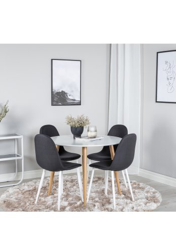 VENTURE DESIGN Polar spisebordsstol - sort polyester og hvid  metal