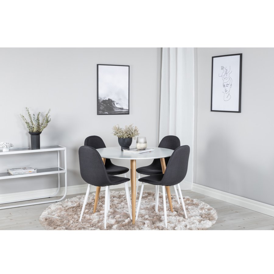 VENTURE DESIGN Polar spisebordsstol - sort polyester og hvid  metal