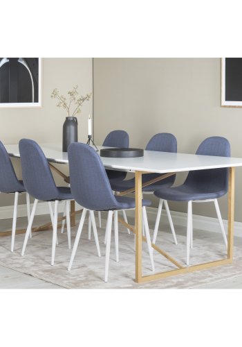 VENTURE DESIGN Polar spisebordsstol - bl polyester og hvid metal