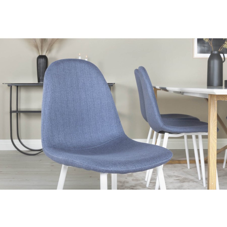 VENTURE DESIGN Polar spisebordsstol - bl polyester og hvid metal