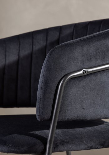 VENTURE DESIGN Selma spisebordsstol, m. armln - sort polyester fljl og sort stl