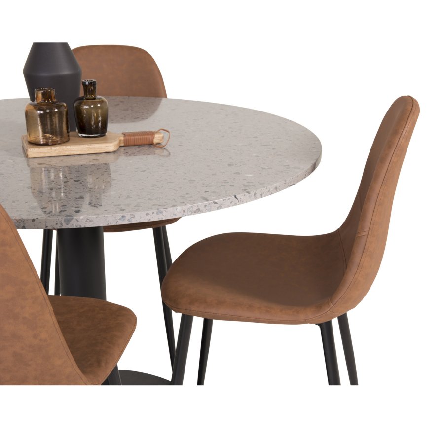 VENTURE DESIGN Polar spisebordsstol - brun PU og metal