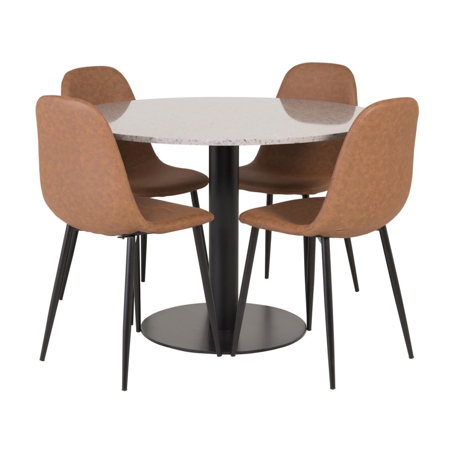 VENTURE DESIGN Polar spisebordsstol - brun PU og metal