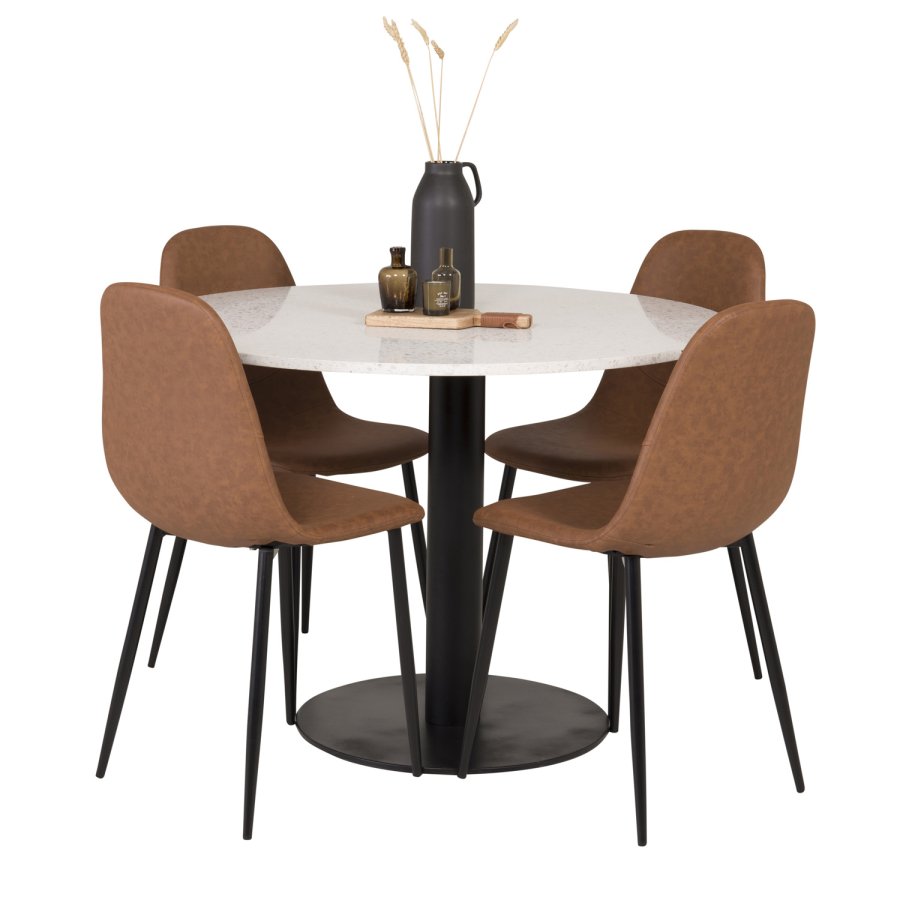 VENTURE DESIGN Polar spisebordsstol - brun PU og metal