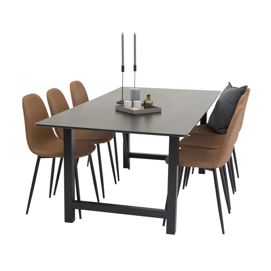 VENTURE DESIGN Polar spisebordsstol - brun PU og metal