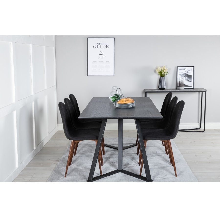 VENTURE DESIGN Polar spisebordsstol - sort polyester og valndfolie metal