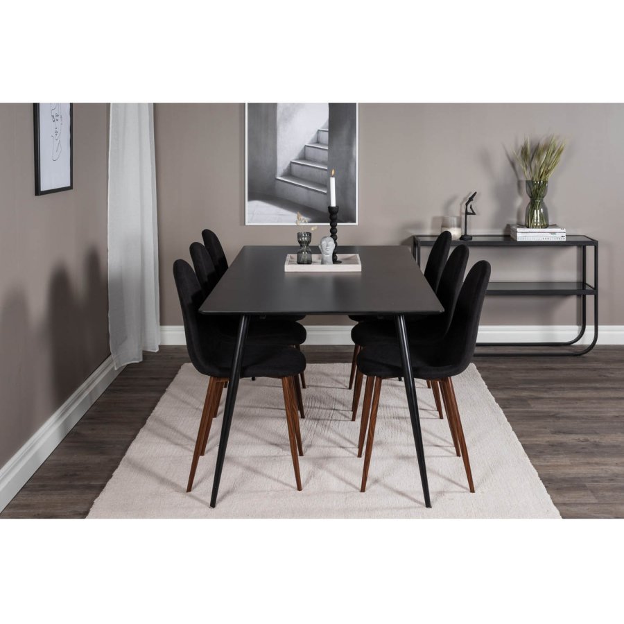 VENTURE DESIGN Polar spisebordsstol - sort polyester og valndfolie metal