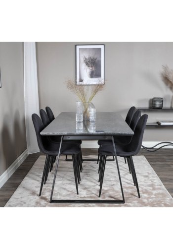 VENTURE DESIGN Polar spisebordsstol - sort polyester og sort metal