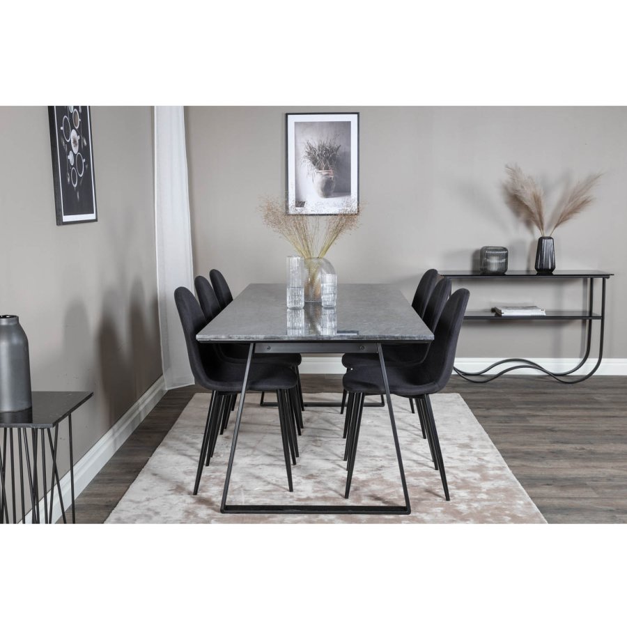 VENTURE DESIGN Polar spisebordsstol - sort polyester og sort metal