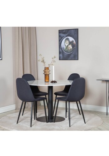 VENTURE DESIGN Polar spisebordsstol - sort polyester og sort metal