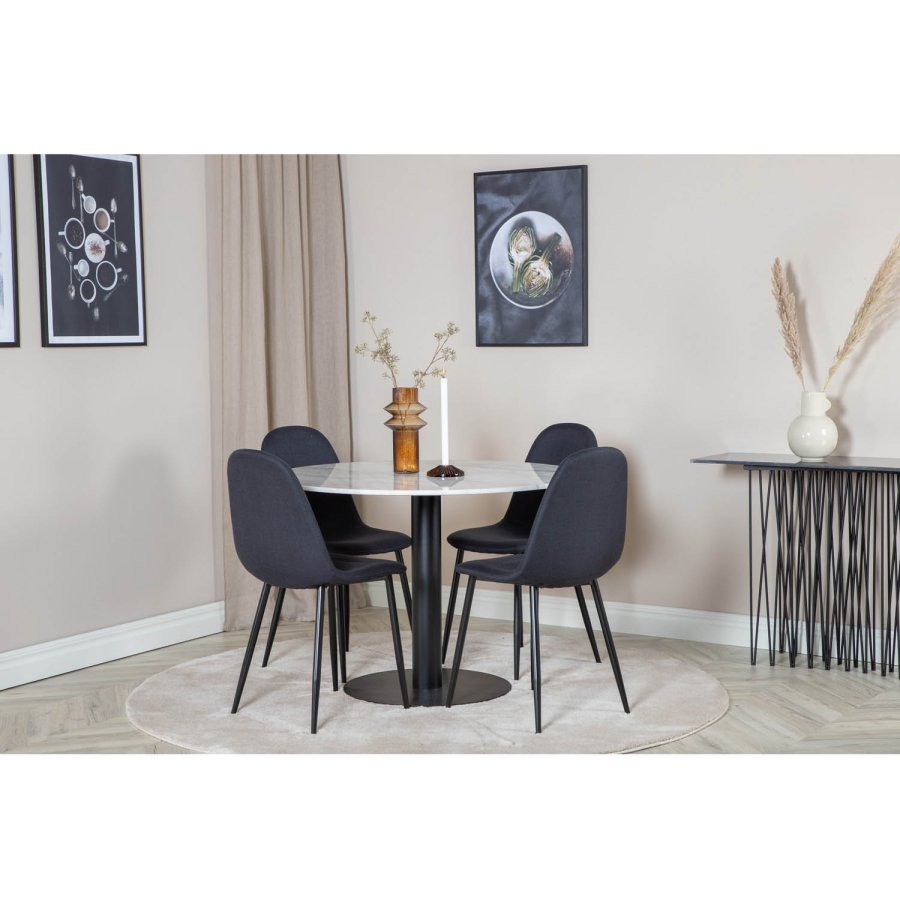 VENTURE DESIGN Polar spisebordsstol - sort polyester og sort metal