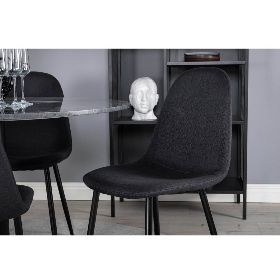 VENTURE DESIGN Polar spisebordsstol - sort polyester og sort metal
