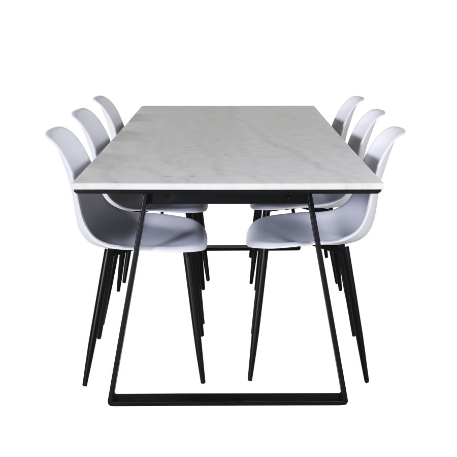 VENTURE DESIGN Polar Plastic spisebordsstol - hvid plastik og sort metal