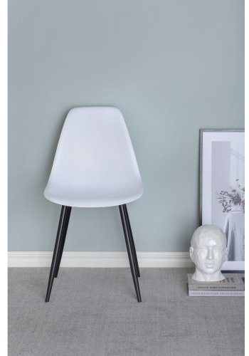 VENTURE DESIGN Polar Plastic spisebordsstol - hvid plastik og sort metal