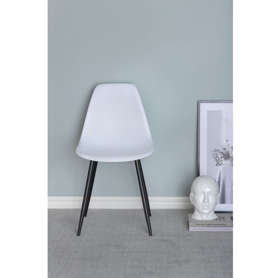VENTURE DESIGN Polar Plastic spisebordsstol - hvid plastik og sort metal