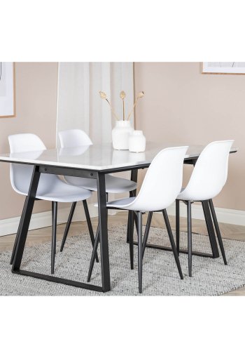 VENTURE DESIGN Polar Plastic spisebordsstol - hvid plastik og sort metal
