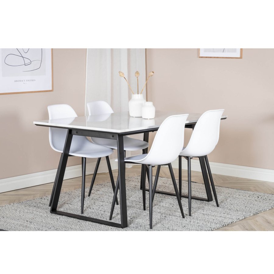 VENTURE DESIGN Polar Plastic spisebordsstol - hvid plastik og sort metal