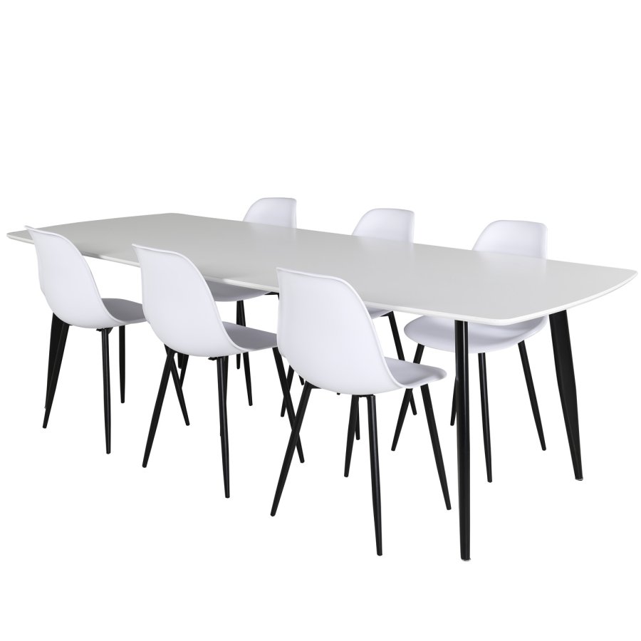 VENTURE DESIGN Polar Plastic spisebordsstol - hvid plastik og sort metal