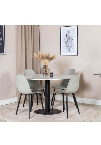 VENTURE DESIGN Polar Plastic spisebordsstol - gr plastik og sort metal