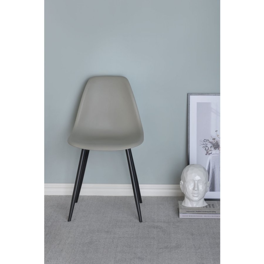 VENTURE DESIGN Polar Plastic spisebordsstol - gr plastik og sort metal
