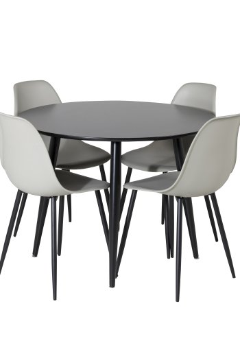 VENTURE DESIGN Polar Plastic spisebordsstol - gr plastik og sort metal