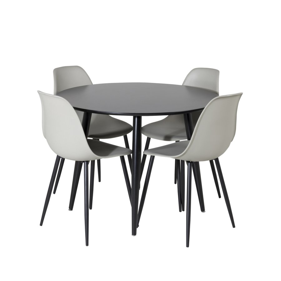 VENTURE DESIGN Polar Plastic spisebordsstol - gr plastik og sort metal