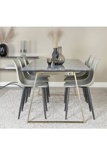 VENTURE DESIGN Polar Plastic spisebordsstol - gr plastik og sort metal