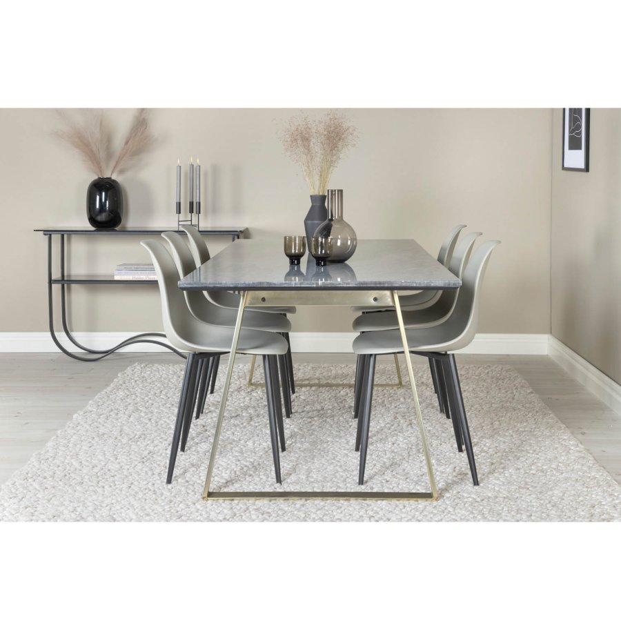 VENTURE DESIGN Polar Plastic spisebordsstol - gr plastik og sort metal