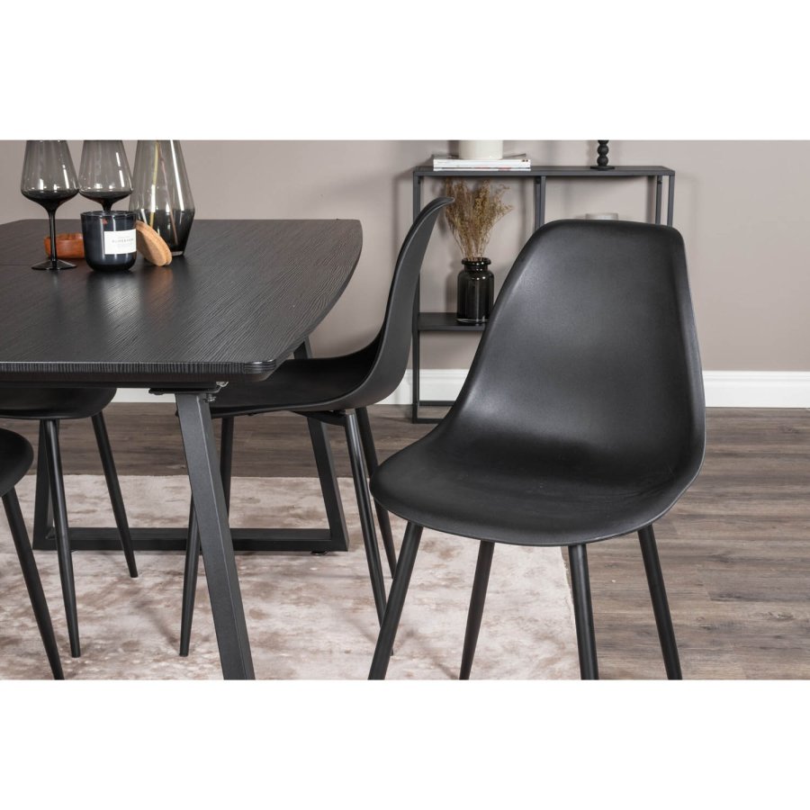 VENTURE DESIGN Polar Plastic spisebordsstol - sort plastik og sort metal