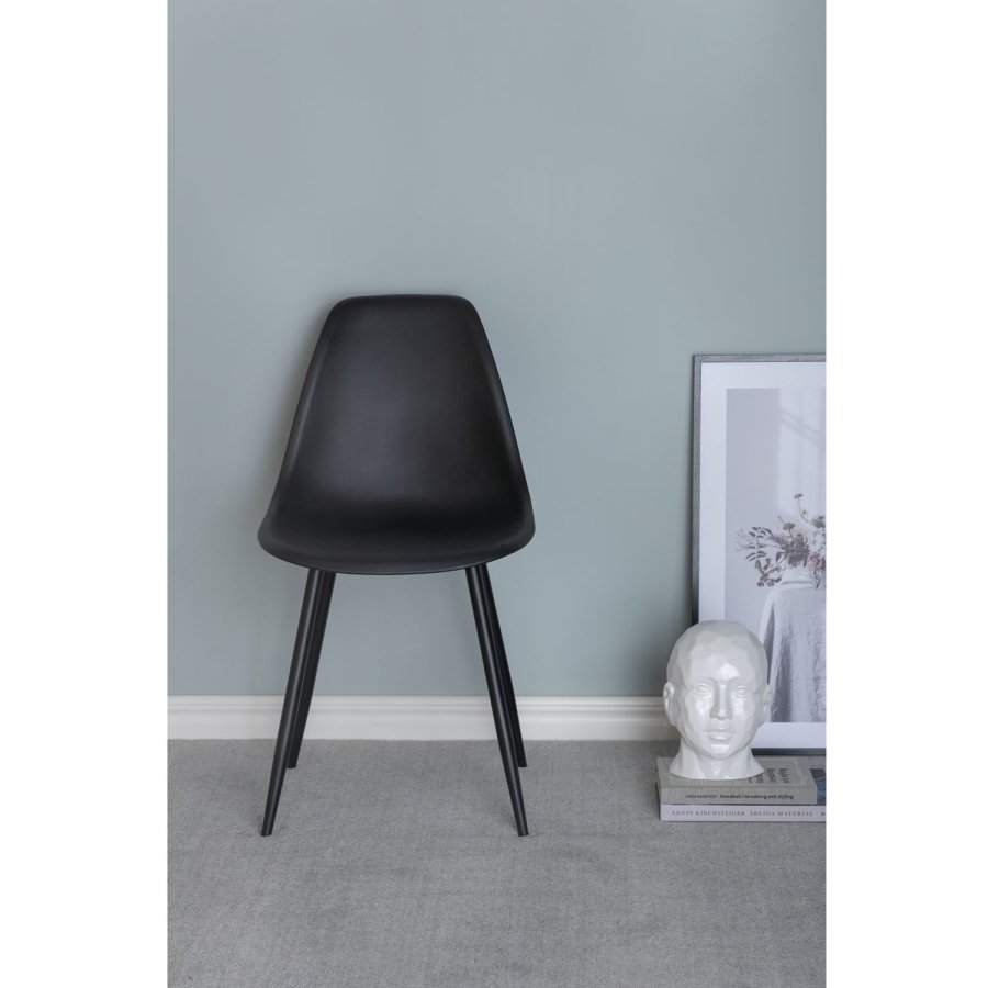 VENTURE DESIGN Polar Plastic spisebordsstol - sort plastik og sort metal