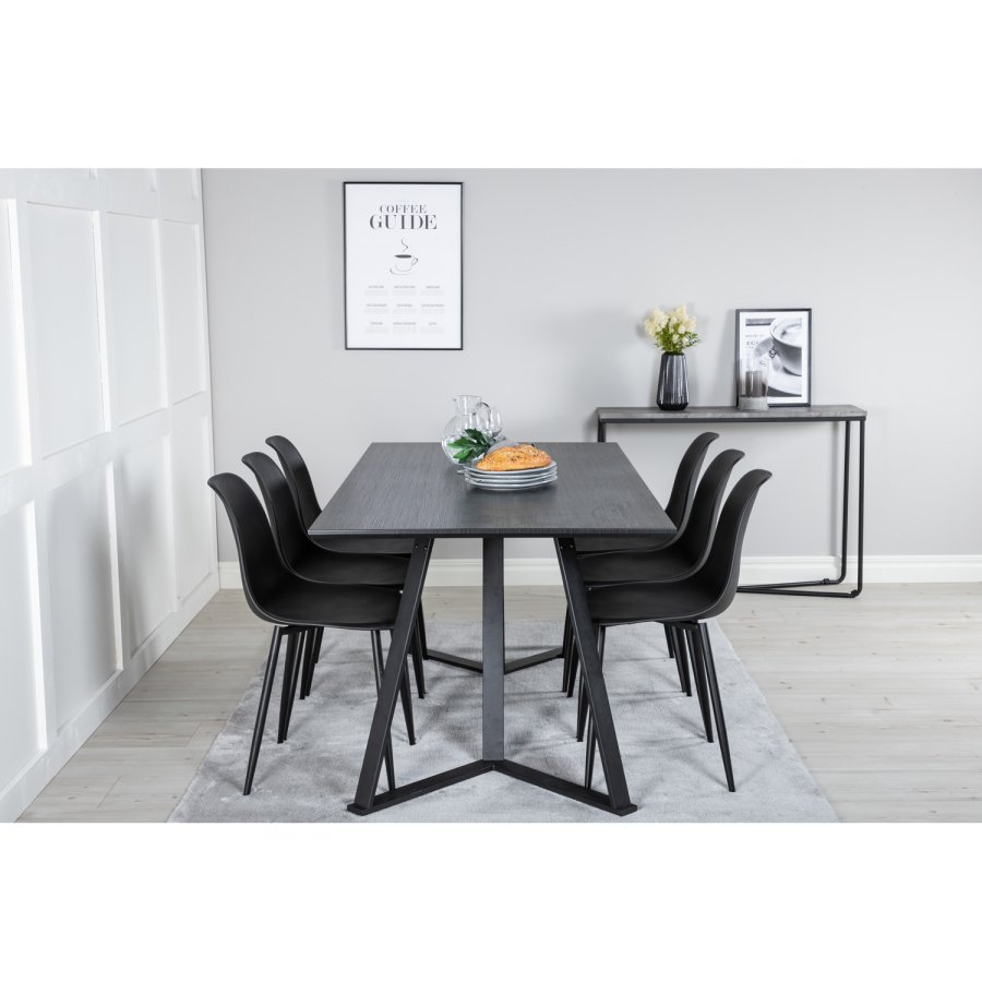 VENTURE DESIGN Polar Plastic spisebordsstol - sort plastik og sort metal