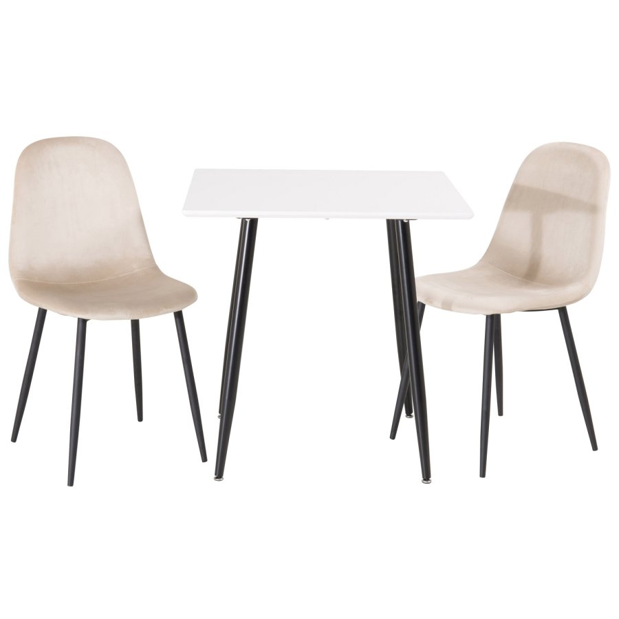 VENTURE DESIGN Polar spisebordsstol - beige velour og sort metal