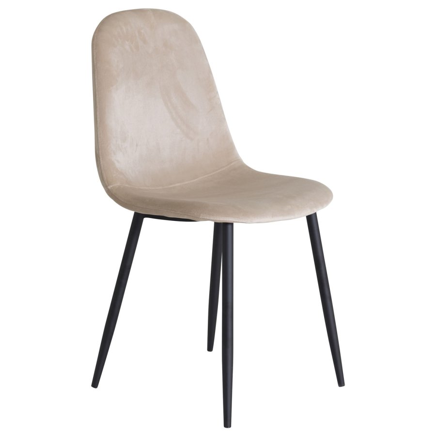 VENTURE DESIGN Polar spisebordsstol - beige velour og sort metal