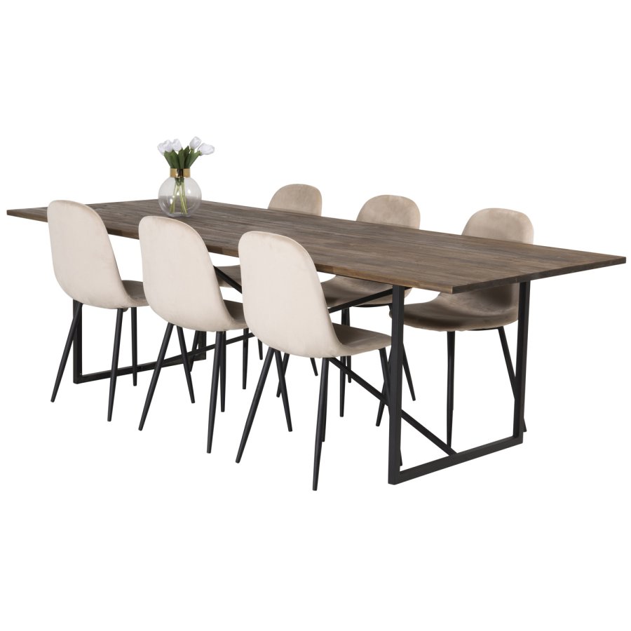 VENTURE DESIGN Polar spisebordsstol - beige velour og sort metal