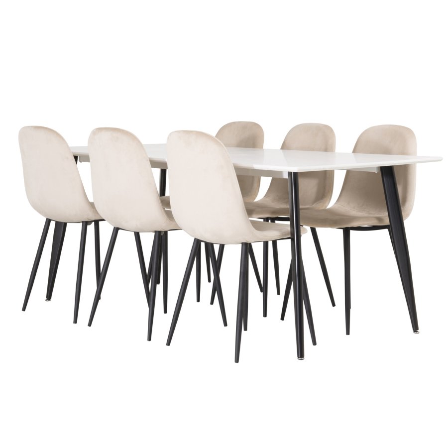 VENTURE DESIGN Polar spisebordsstol - beige velour og sort metal