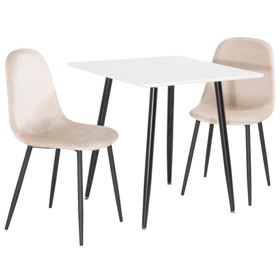 VENTURE DESIGN Polar spisebordsstol - beige velour og sort metal