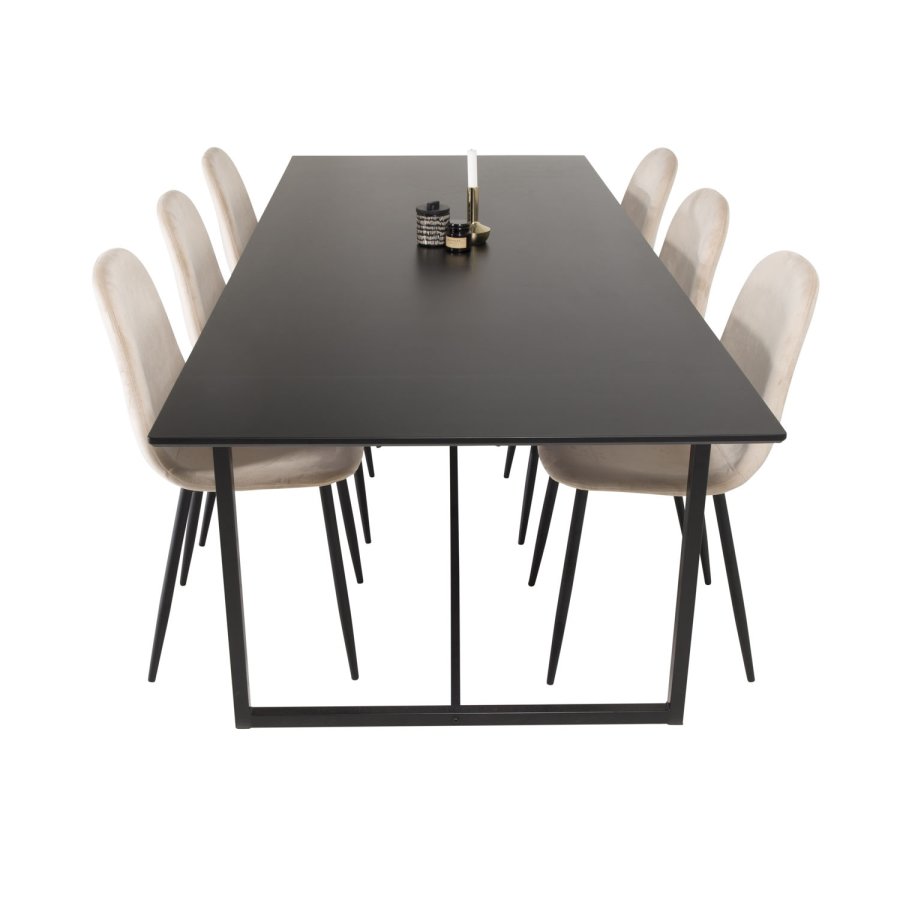 VENTURE DESIGN Polar spisebordsstol - beige velour og sort metal